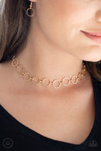 Load image into Gallery viewer, Paparazzi Metro Spunk - Gold - Choker Necklace and matching Earrings - $5 Jewelry With Ashley Swint