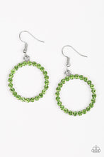 Load image into Gallery viewer, Paparazzi Bubblicious - Green Rhinestone - Silver Frame - Earrings - $5 Jewelry with Ashley Swint