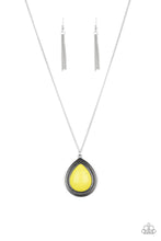 Load image into Gallery viewer, Paparazzi Chroma Courageous - Yellow Bead - Silver Chain Necklace and matching Earrings - $5 Jewelry With Ashley Swint