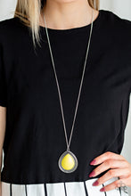 Load image into Gallery viewer, Paparazzi Chroma Courageous - Yellow Bead - Silver Chain Necklace and matching Earrings - $5 Jewelry With Ashley Swint