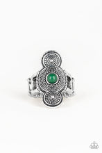 Load image into Gallery viewer, Paparazzi Desert Mandalas - Green Bead - Silver Ring - $5 Jewelry With Ashley Swint