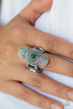 Load image into Gallery viewer, Paparazzi Desert Mandalas - Green Bead - Silver Ring - $5 Jewelry With Ashley Swint