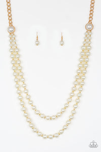 Paparazzi Endless Elegance - Gold Chain - White Pearls - Necklace and matching Earrings - $5 Jewelry With Ashley Swint