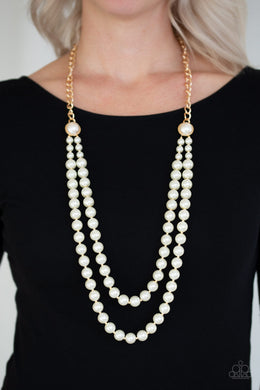 Paparazzi Endless Elegance - Gold Chain - White Pearls - Necklace and matching Earrings - $5 Jewelry With Ashley Swint