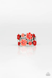 Paparazzi Floral Crowns - Red Flowers - Dainty Band Ring