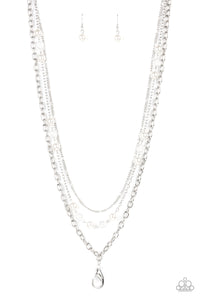 PRE-ORDER - Paparazzi GLEAM Work - White - Lanyard Necklace & Earrings - $5 Jewelry with Ashley Swint
