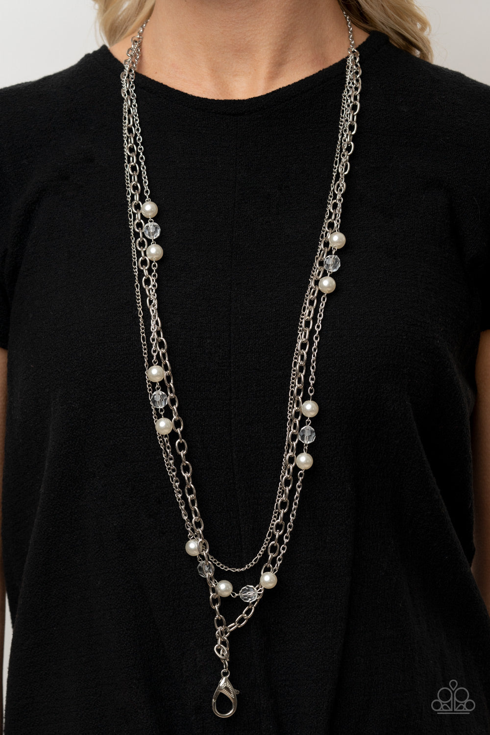 PRE-ORDER - Paparazzi GLEAM Work - White - Lanyard Necklace & Earrings - $5 Jewelry with Ashley Swint