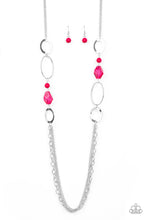 Load image into Gallery viewer, Paparazzi Jewel Jubilee - Pink Beads - Silver Hoops - Necklace and matching Earrings - $5 Jewelry With Ashley Swint