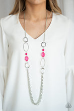 Load image into Gallery viewer, Paparazzi Jewel Jubilee - Pink Beads - Silver Hoops - Necklace and matching Earrings - $5 Jewelry With Ashley Swint