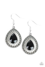Load image into Gallery viewer, Paparazzi Limo Service - Black Teardrop Rhinestone - Silver Earrings - $5 Jewelry With Ashley Swint