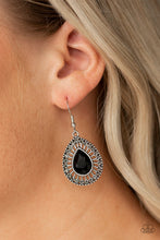 Load image into Gallery viewer, Paparazzi Limo Service - Black Teardrop Rhinestone - Silver Earrings - $5 Jewelry With Ashley Swint