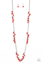 Load image into Gallery viewer, Paparazzi Miami Mojito - Red Beads - Silver chain Necklace and matching Earrings - $5 Jewelry With Ashley Swint
