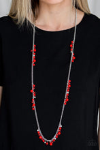 Load image into Gallery viewer, Paparazzi Miami Mojito - Red Beads - Silver chain Necklace and matching Earrings - $5 Jewelry With Ashley Swint