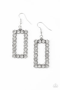 Paparazzi Mirror, Mirror - White - Rhinestones - Gorgeous Silver Earrings - $5 Jewelry with Ashley Swint