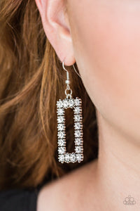 Paparazzi Mirror, Mirror - White - Rhinestones - Gorgeous Silver Earrings - $5 Jewelry with Ashley Swint
