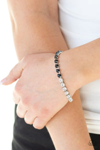 Paparazzi Out Like A SOCIALITE - Black Pearly Beads - White Rhinestones - Bracelet - $5 Jewelry With Ashley Swint