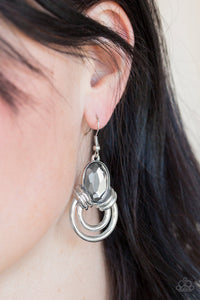 Paparazzi Real Queen - Silver Gem - Shimmery Silver Hoop Earrings - $5 Jewelry with Ashley Swint