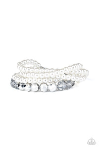 Paparazzi Refined Renegade - White Pearls - Metallic Beads - Adjustable Bracelet - $5 Jewelry with Ashley Swint