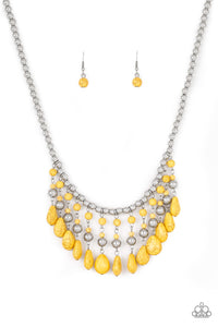 Paparazzi Rural Revival - Yellow Stone - Silver Beads - Necklace & Earrings - $5 Jewelry with Ashley Swint