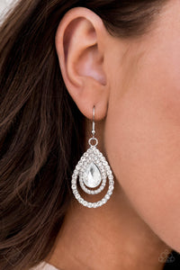Paparazzi So The Story GLOWS - White - Earrings - Fashion Fix Exclusive July 2020 - $5 Jewelry with Ashley Swint
