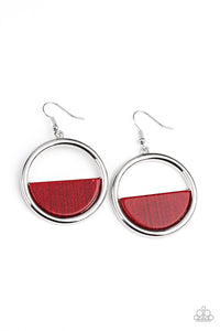 Paparazzi Stuck in Retrograde - Red Samba - Shimmery Silver Hoop Earrings - $5 Jewelry with Ashley Swint