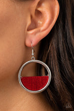 Load image into Gallery viewer, Paparazzi Stuck in Retrograde - Red Samba - Shimmery Silver Hoop Earrings - $5 Jewelry with Ashley Swint