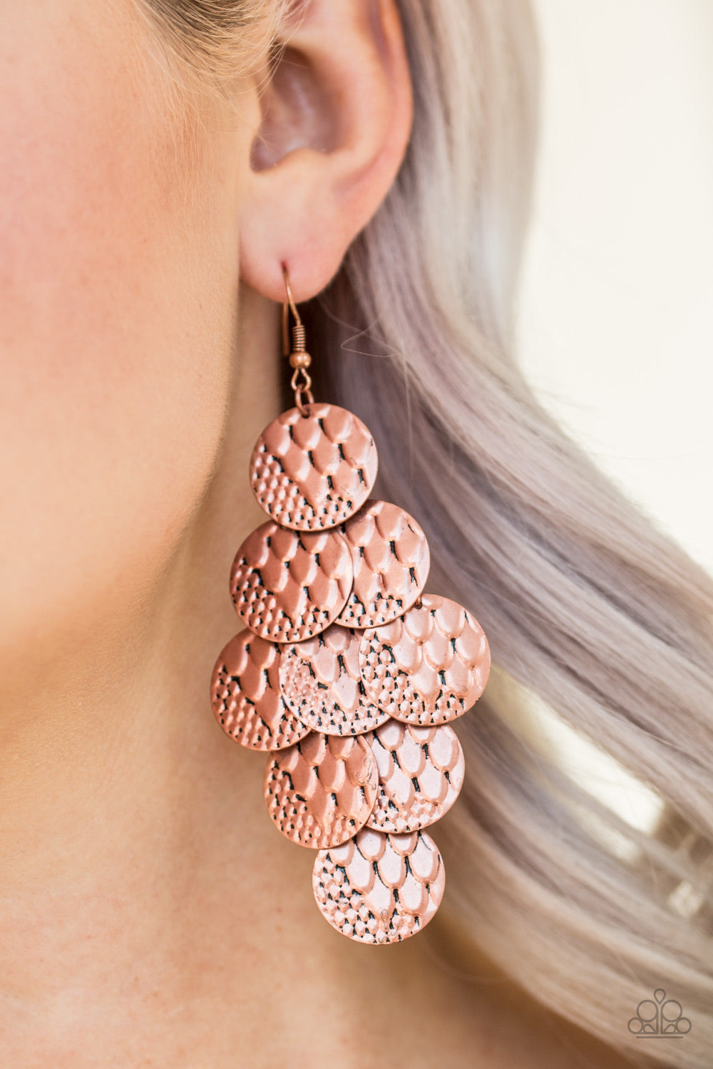 Paparazzi The Party Animal - Copper - Rippling Antiqued Textures - Earrings - $5 Jewelry with Ashley Swint