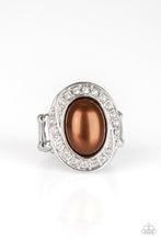 Load image into Gallery viewer, Paparazzi The ROYALE Treatment - Brown Pearly Bead - White Rhinestone Ring - $5 Jewelry With Ashley Swint