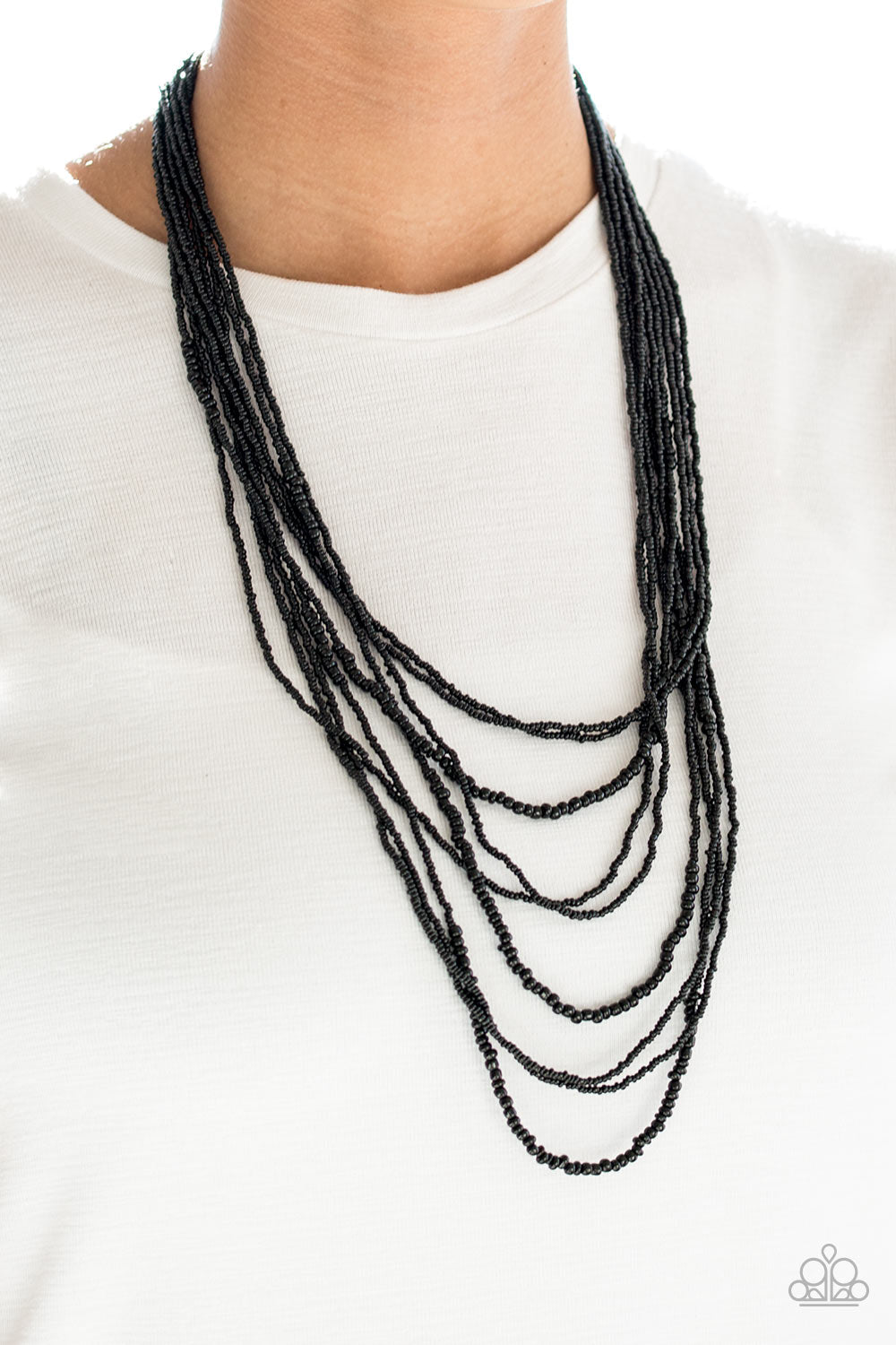 Paparazzi Totally Tonga Black Seed Beads Necklace Earrings