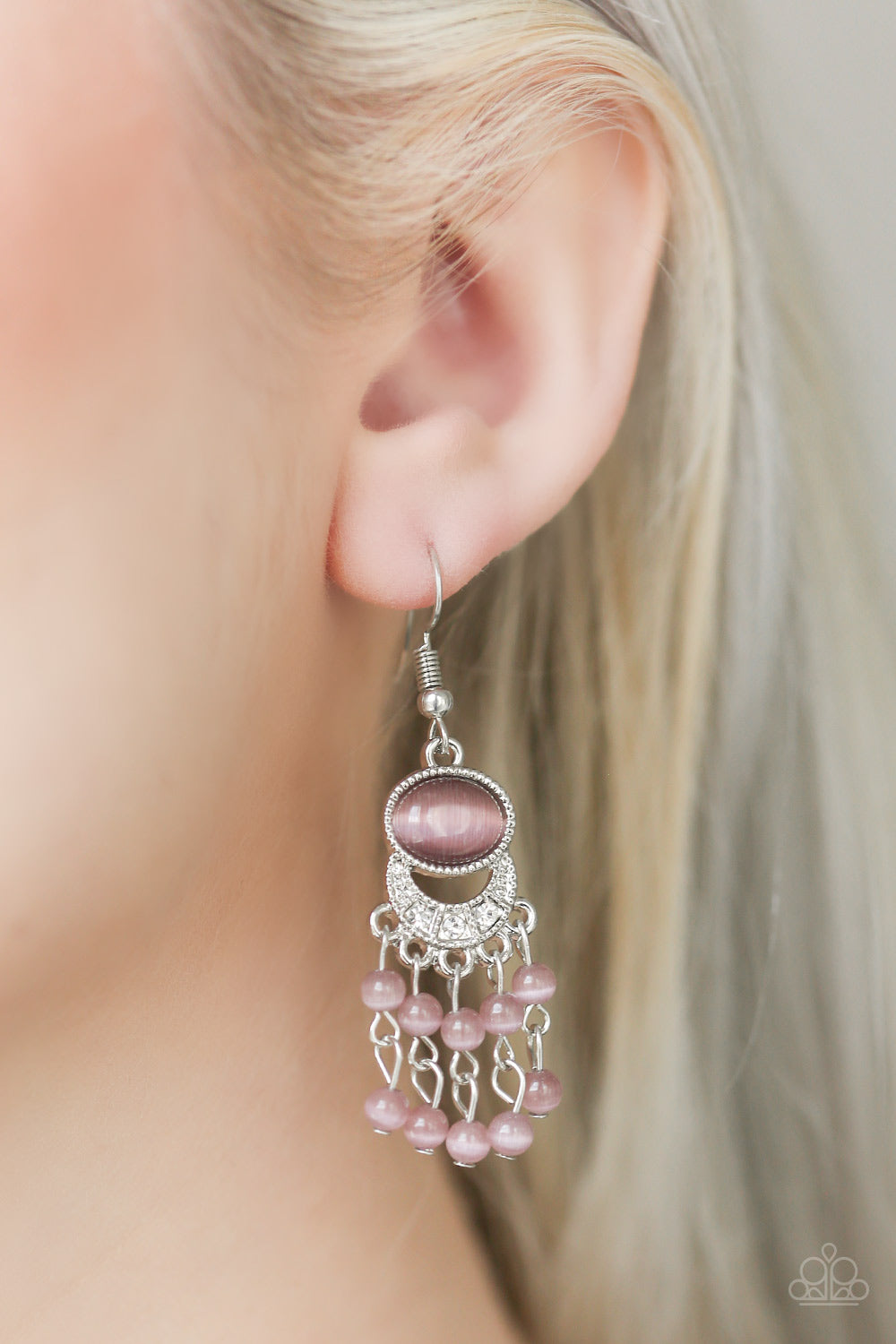 Paparazzi A Spring State Of Mind - Purple Moonstone - White Rhinestones - Earrings - $5 Jewelry With Ashley Swint