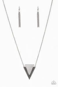 Paparazzi Ancient Arrow - Silver - Triangular Pendant - Necklace & Earrings - $5 Jewelry with Ashley Swint