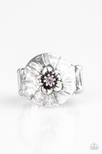 Load image into Gallery viewer, Paparazzi Blooming Beach Party - Purple Rhinestone - Silver Flower Ring - $5 Jewelry With Ashley Swint