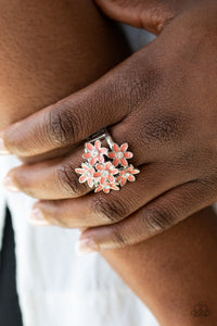Paparazzi Blooming Bouquets - Orange / Coral Daisy - Rhinestones - Silver Ring - $5 Jewelry With Ashley Swint