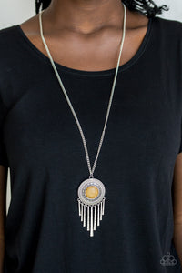 Paparazzi Bon VOYAGER - Yellow Stone - Necklace and matching Earrings - $5 Jewelry With Ashley Swint