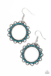 Paparazzi Bring Your Tambourine - Blue Rhinestone - Earrings - $5 Jewelry With Ashley Swint