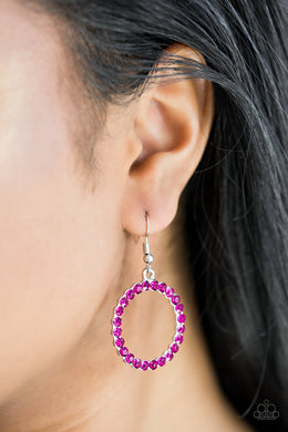 Paparazzi Bubblicious - Pink Rhinestone - Silver Frame - Earrings - $5 Jewelry With Ashley Swint