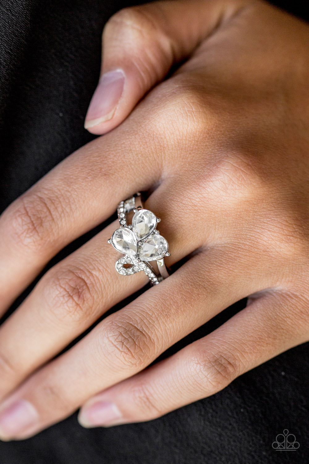Paparazzi Friends In High-End Places - White Rhinestone - Silver Ring - $5 Jewelry With Ashley Swint