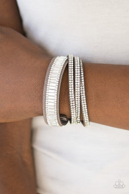 Paparazzi Just In SHOWTIME - Silver - Double Wrap Rhinestone Bracelet - $5 Jewelry With Ashley Swint