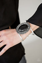 Load image into Gallery viewer, Paparazzi One For The RODEO - Black Stone - Silver Frame - Cuff Bracelet - $5 Jewelry With Ashley Swint