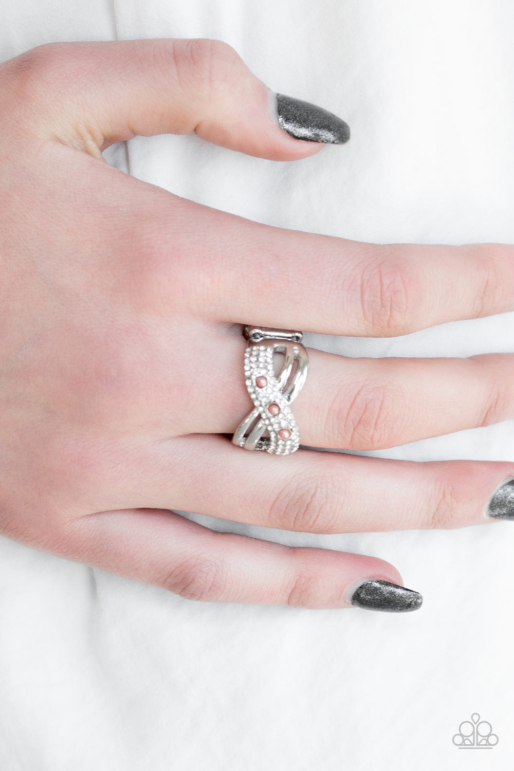 Paparazzi Onstage Opulence - Orange / Coral Pearls - Silver Ring - $5 Jewelry With Ashley Swint