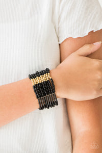 Paparazzi Rural Retreat - Gold - Metallic Black and Gold Seed Beads - Bracelet - $5 Jewelry With Ashley Swint