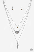 Load image into Gallery viewer, Paparazzi Sahara Sparrow - Green - Silver Feather Pendant - Necklace and matching Earrings - $5 Jewelry With Ashley Swint