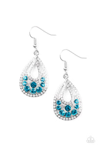 Paparazzi Sparkling Stardom - Blue - and White Rhinestones - Silver Teardrop Earrings - $5 Jewelry With Ashley Swint