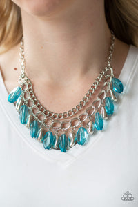 Paparazzi Spring Daydream - Blue Beads - Silver Necklace and matching Earrings - $5 Jewelry With Ashley Swint
