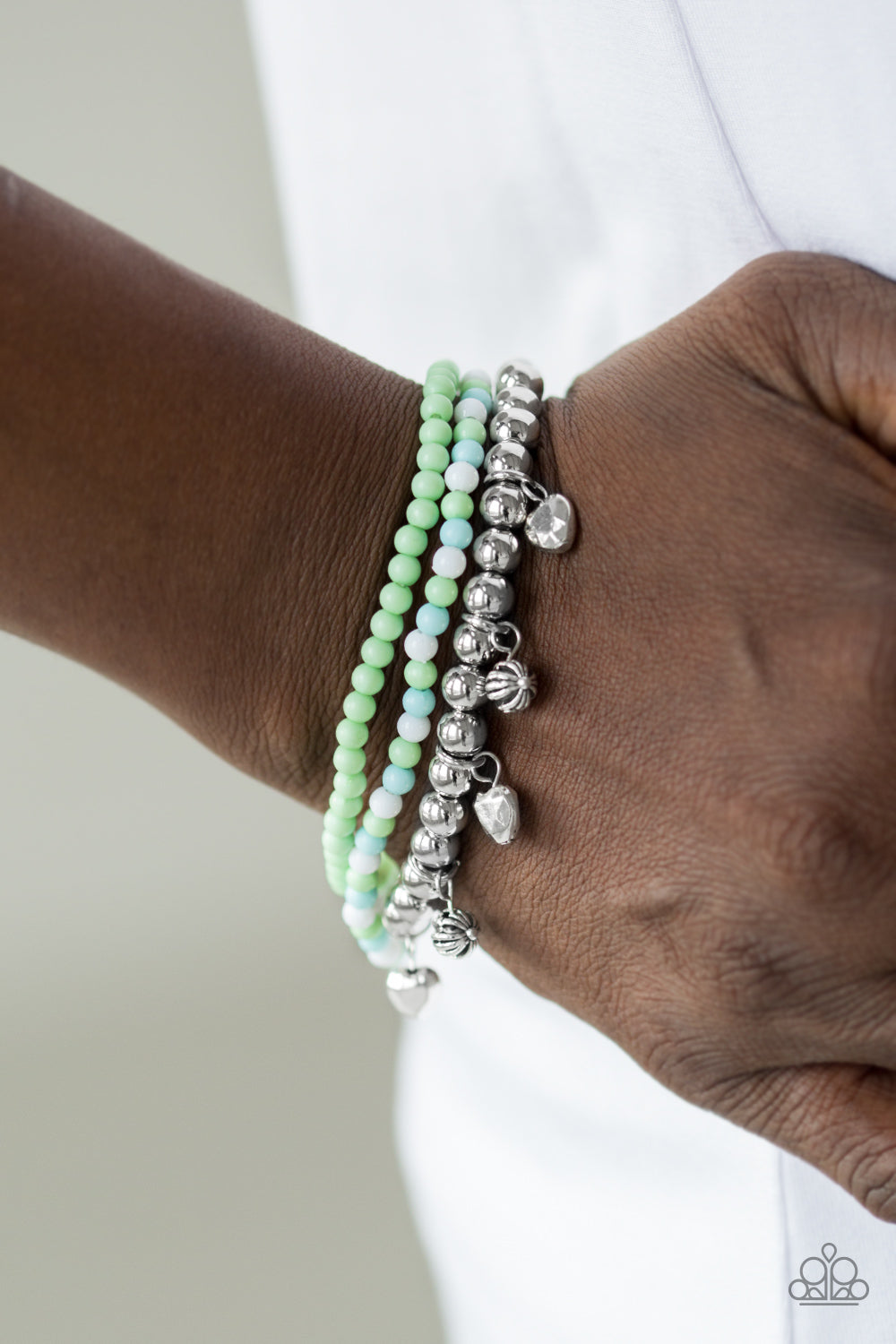 Paparazzi Springtime Sweethearts - Multi - Colorful Layers - Set of 3 Stretchy Band Bracelets - $5 Jewelry With Ashley Swint
