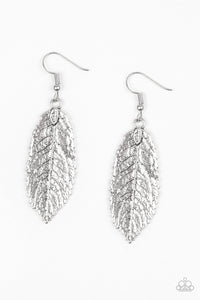 Paparazzi We GATHERER Together - Silver Leaf Earrings - $5 Jewelry With Ashley Swint