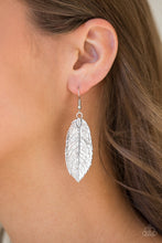 Load image into Gallery viewer, Paparazzi We GATHERER Together - Silver Leaf Earrings - $5 Jewelry With Ashley Swint