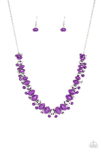 Paparazzi BRAGs To Riches - Purple Beads - Silver Necklace and matching Earrings - $5 Jewelry with Ashley Swint