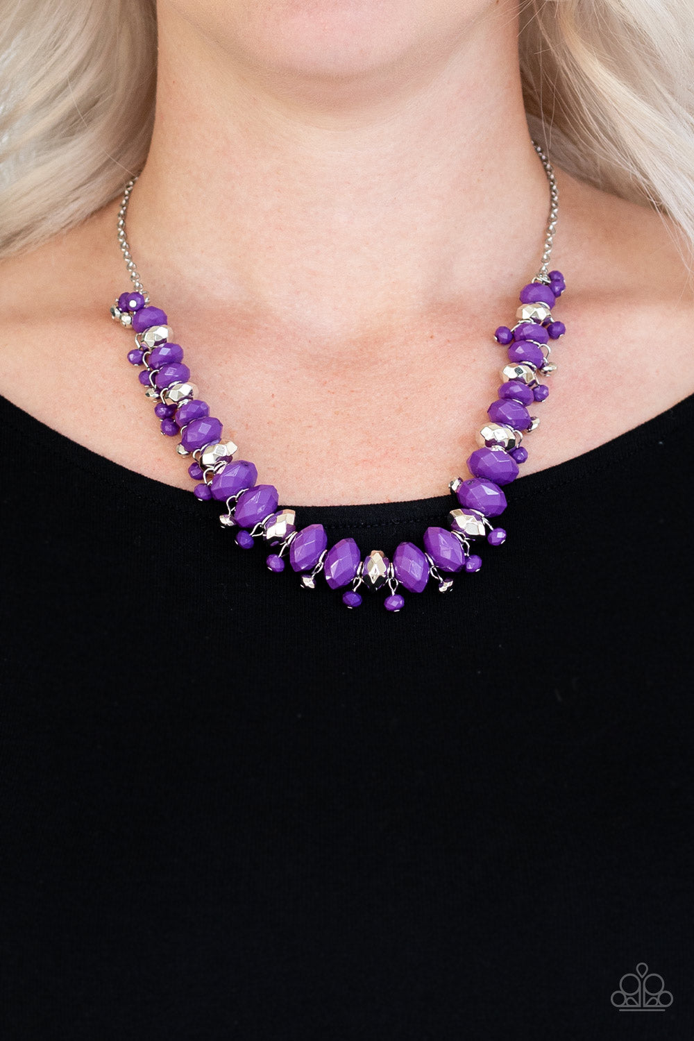 Paparazzi BRAGs To Riches - Purple Beads - Silver Necklace and matching Earrings - $5 Jewelry with Ashley Swint