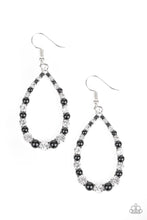 Load image into Gallery viewer, Paparazzi Gala Go-Getter - Black Beads - White Rhinestones - Teardrop Earrings - $5 Jewelry With Ashley Swint